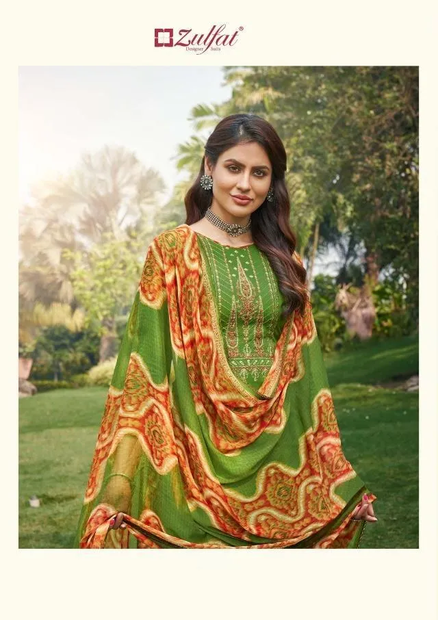 Women's Green Unstitched Cotton Salwar Suits Dress Material